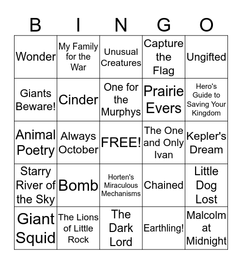 Maine Student Book Award: Bookers BINGO! Bingo Card