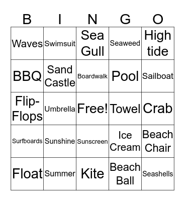 Beachy Bingo Card