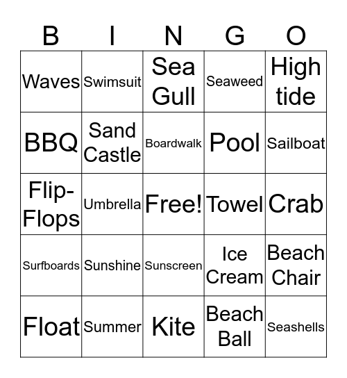 Beachy Bingo Card