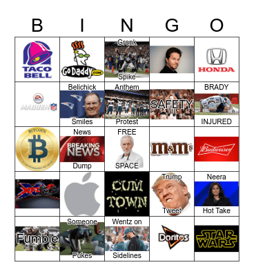 Super Bowl Bingo Card