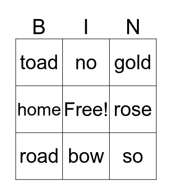 Read these Long O words! Bingo Card