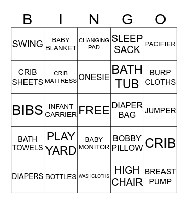 ALICIA'S BABY SHOWER Bingo Card