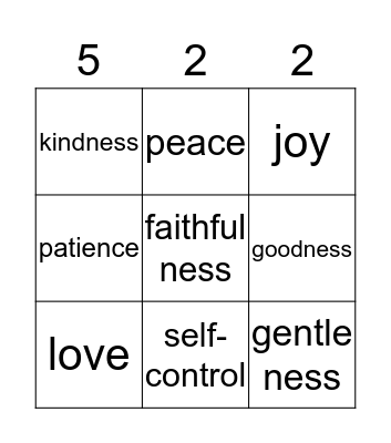 Fruit of the Spirit- Galatians Bingo Card