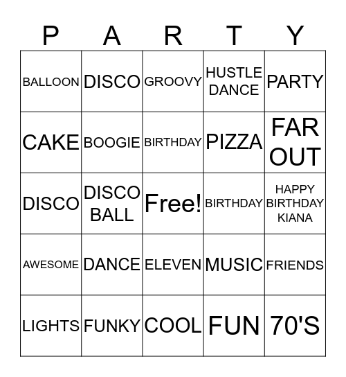 DISCO BINGO Card