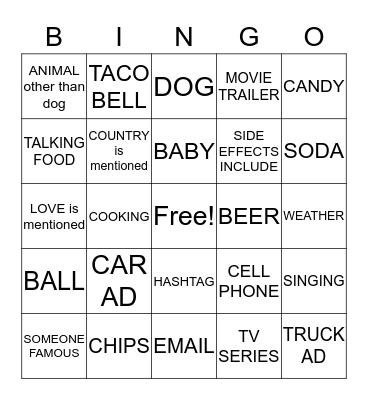 SUPERBOWL BINGO Card