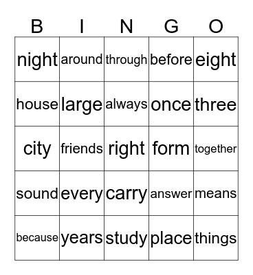BINGO Card