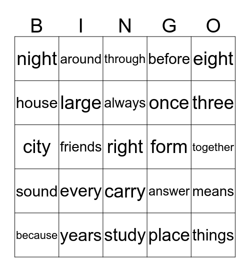 BINGO Card