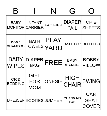 ALICIA'S BABY SHOWER Bingo Card