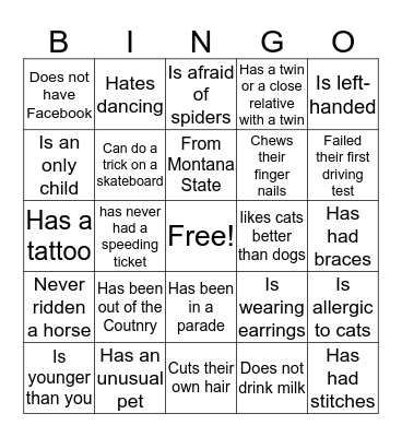 Someone Who Bingo Card