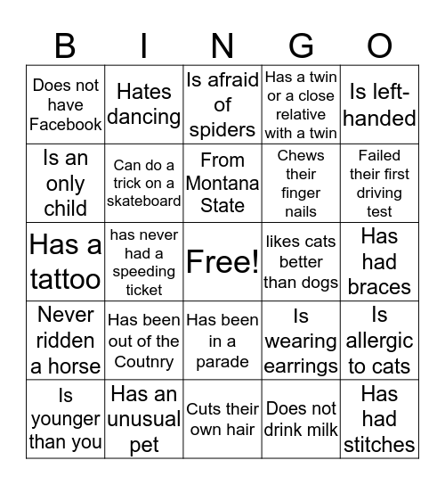 Someone Who Bingo Card