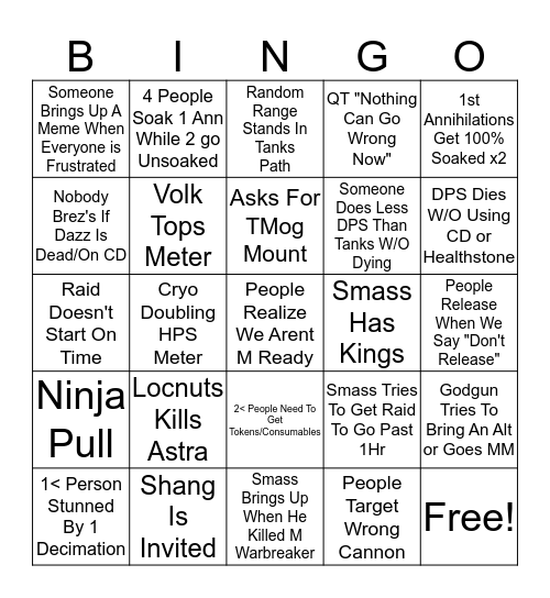 MYTHIC LUL Bingo Card