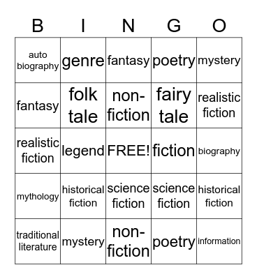 Genre Bingo! Bingo Card