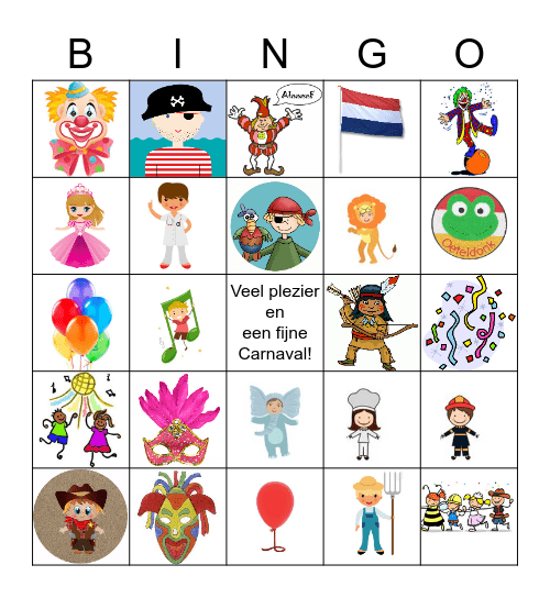 Bingo Carnaval Unit A Bingo Card