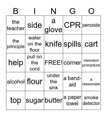 Kitchen Safety Bingo Card
