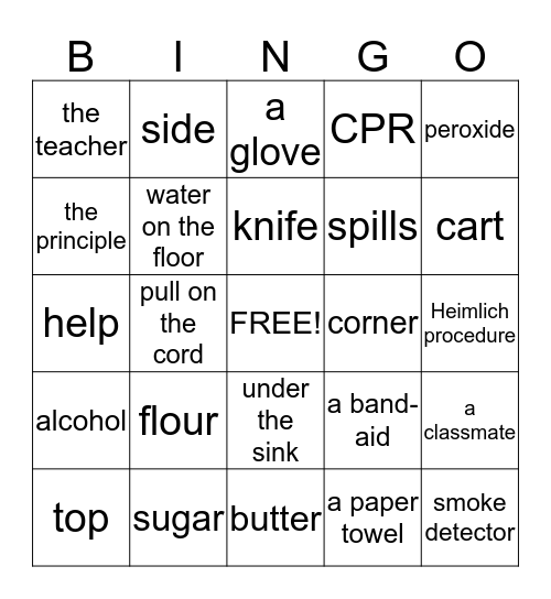 Kitchen Safety Bingo Card
