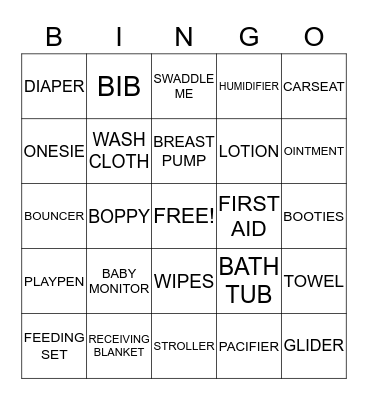 SHAUNDRE'S BABY SHOWER Bingo Card