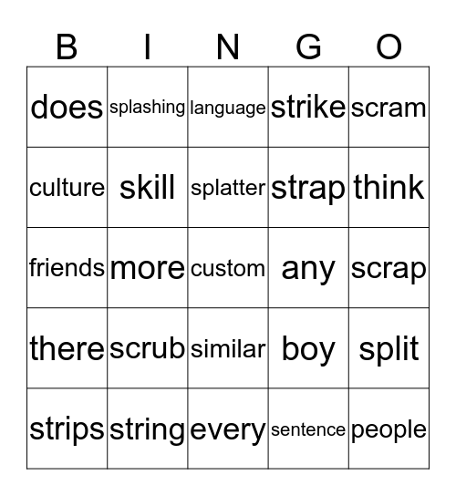 Spelling/Sight Words/Vocabulary 3.4 Bingo Card