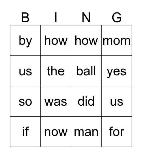 Sight Word Bingo 1-50 Bingo Card