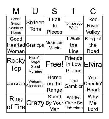 Classic Country Bingo Card