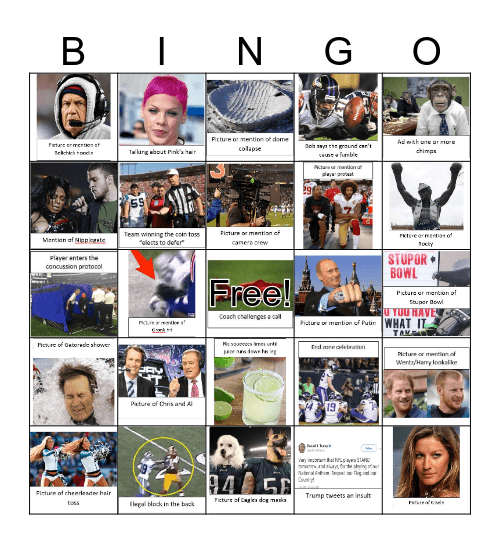 Super Bowl LII Bingo Card