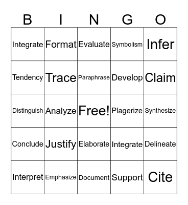 Vocabulary Bingo Card