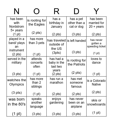 Find Someone Who... Bingo Card