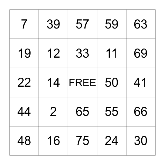 IACULLO FAMILY BINGO Card