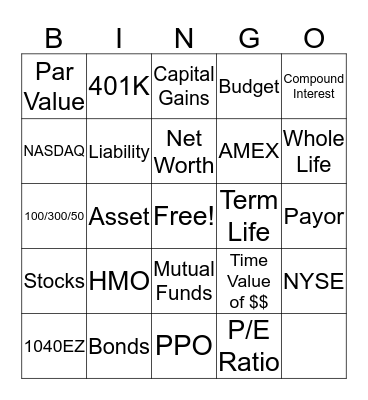 Welcome to Personal Finance! Bingo Card