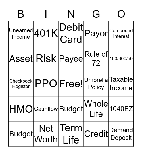 Welcome to Financial Literacy! Bingo Card