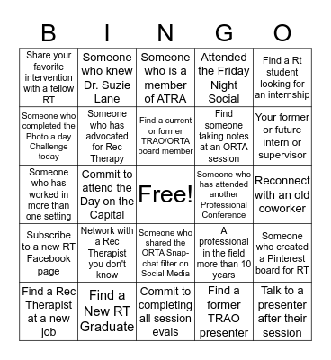ORTA Social Bingo Card