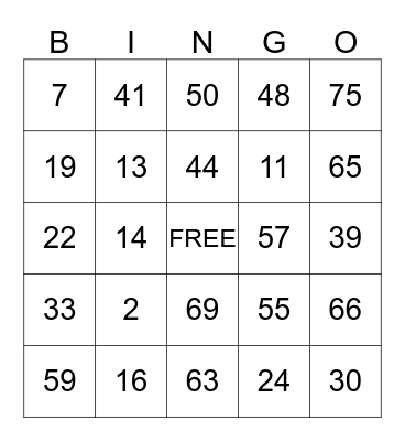 IACULLO FAMILY BINGO Card