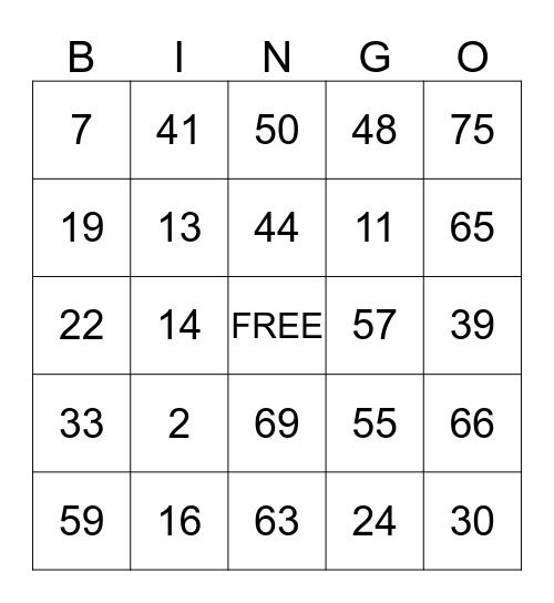 IACULLO FAMILY BINGO Card