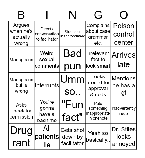 Small Group Bingo Card