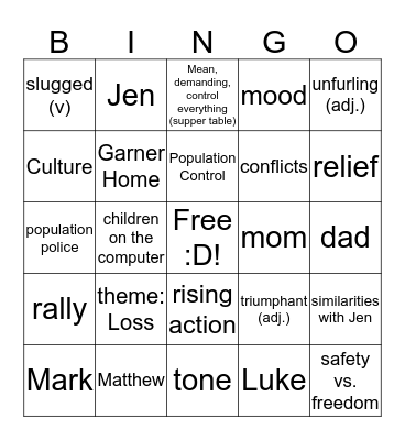 Among the Hidden Bingo Card