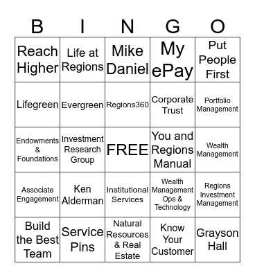 Round 1 Bingo Card