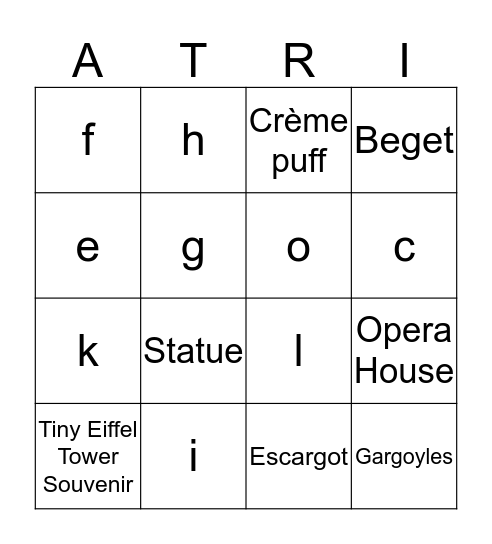 Indonesia Bingo Card