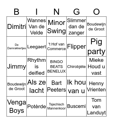 BINGO BEATS BENELUX Bingo Card