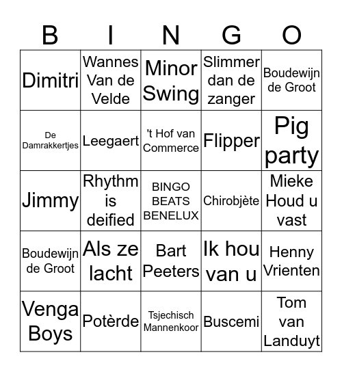 BINGO BEATS BENELUX Bingo Card