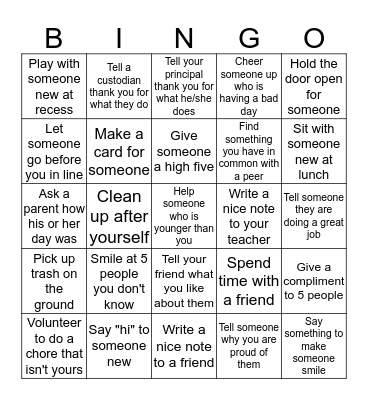 RANDOM ACTS OF KINDNESS Bingo Card