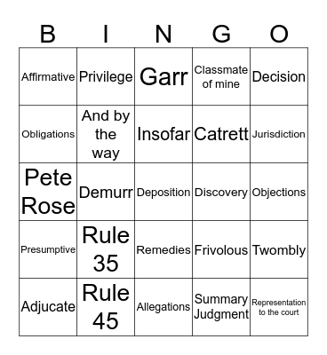 Wolff Bingo Card