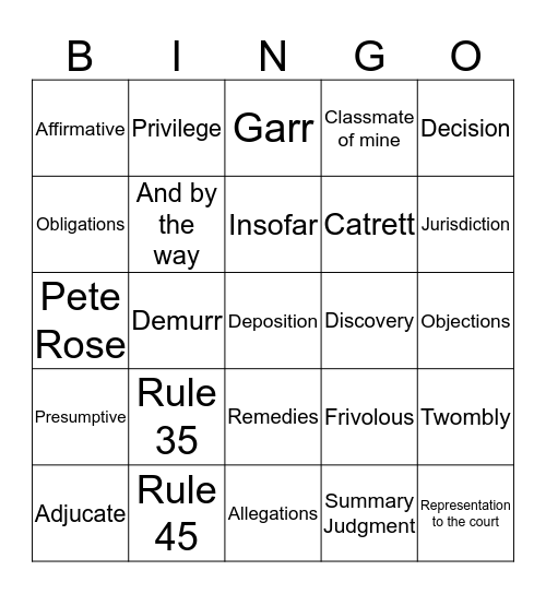 Wolff Bingo Card