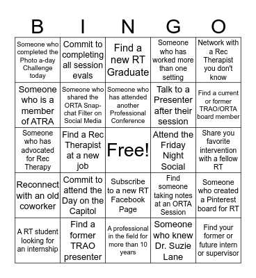 ORTA Social Bingo Card