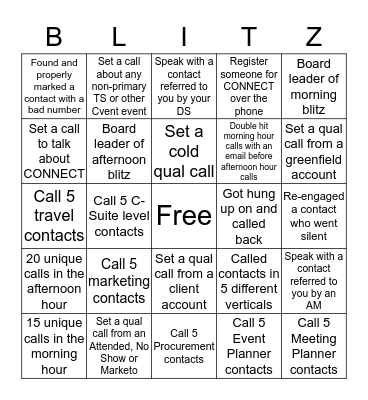 Enterprise Blitz Bingo Card