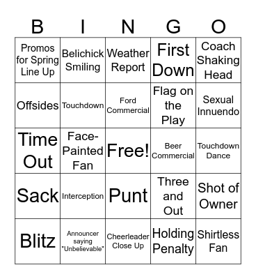 Super Bowl LII Bingo Card