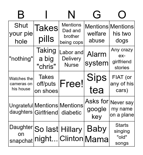 Jack Bingo Card