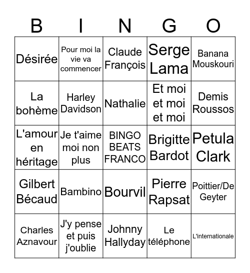 BINGO BEATS FRANCO Bingo Card