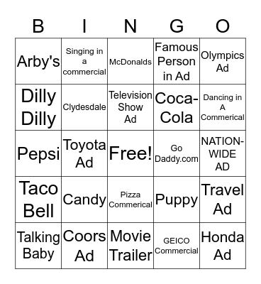 SUPERBOWL BINGO Card