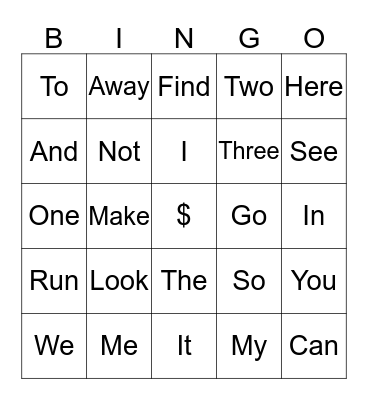 Sight Work Bingo Card