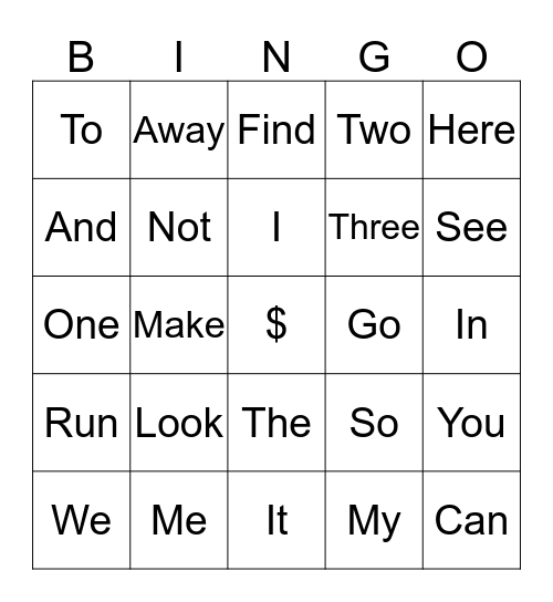 Sight Work Bingo Card