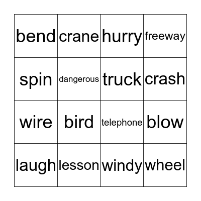 "A Windy Day" Bingo Card